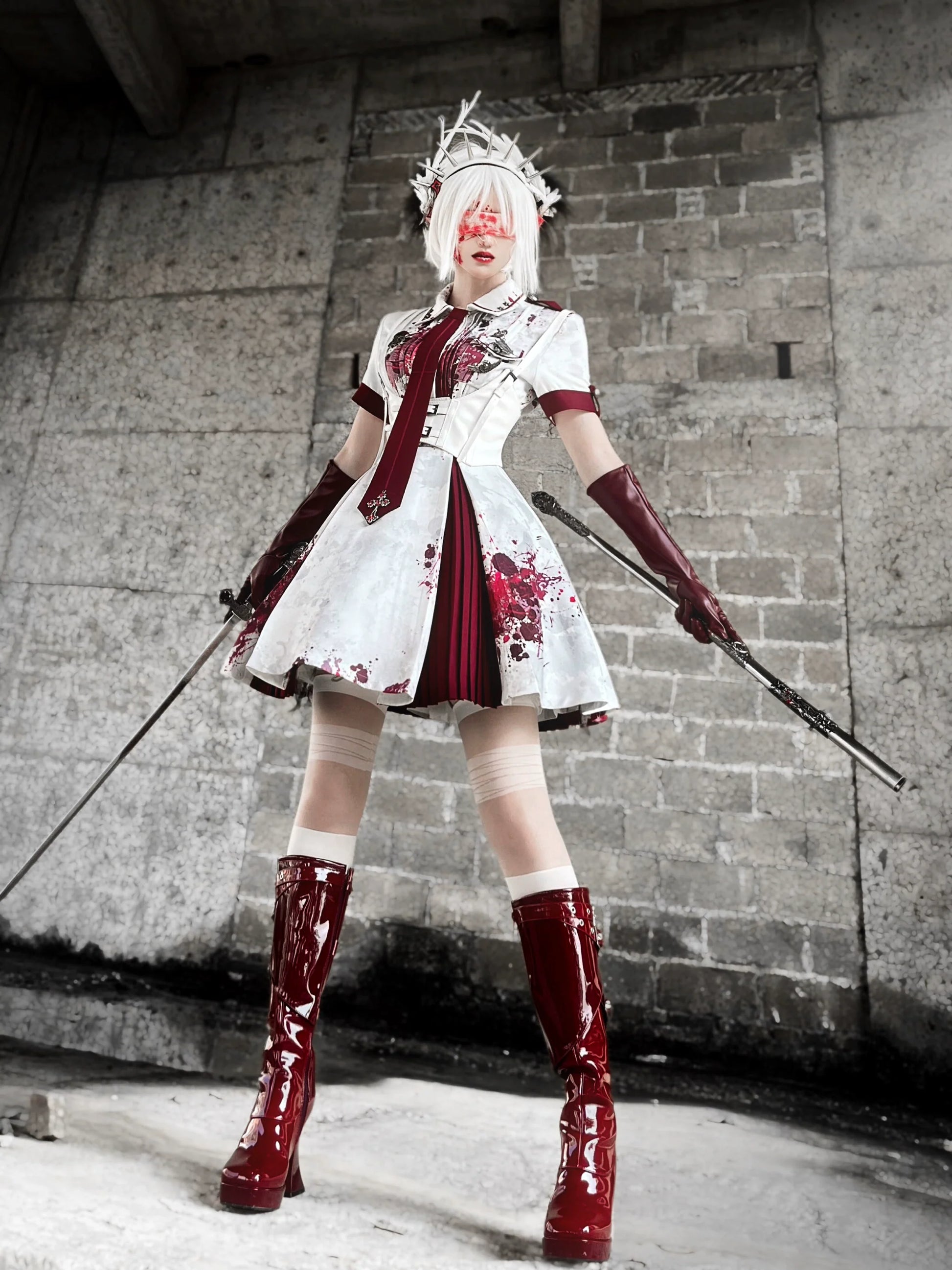 Your Highness - Iron Rose Black Mamba - Gothic Lolita OP Nurse Military Lolita Dress