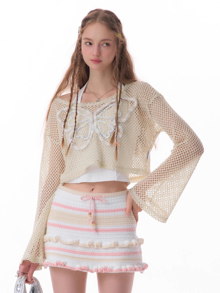 Butterfly short long sleeve knit【s0000007834】