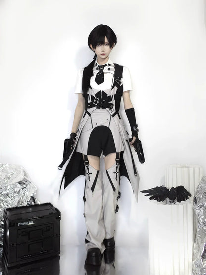 Letters from Unknown Star - Sky Core Record - Ouji Lolita Shorts Suits Short Sleeve Dress Set