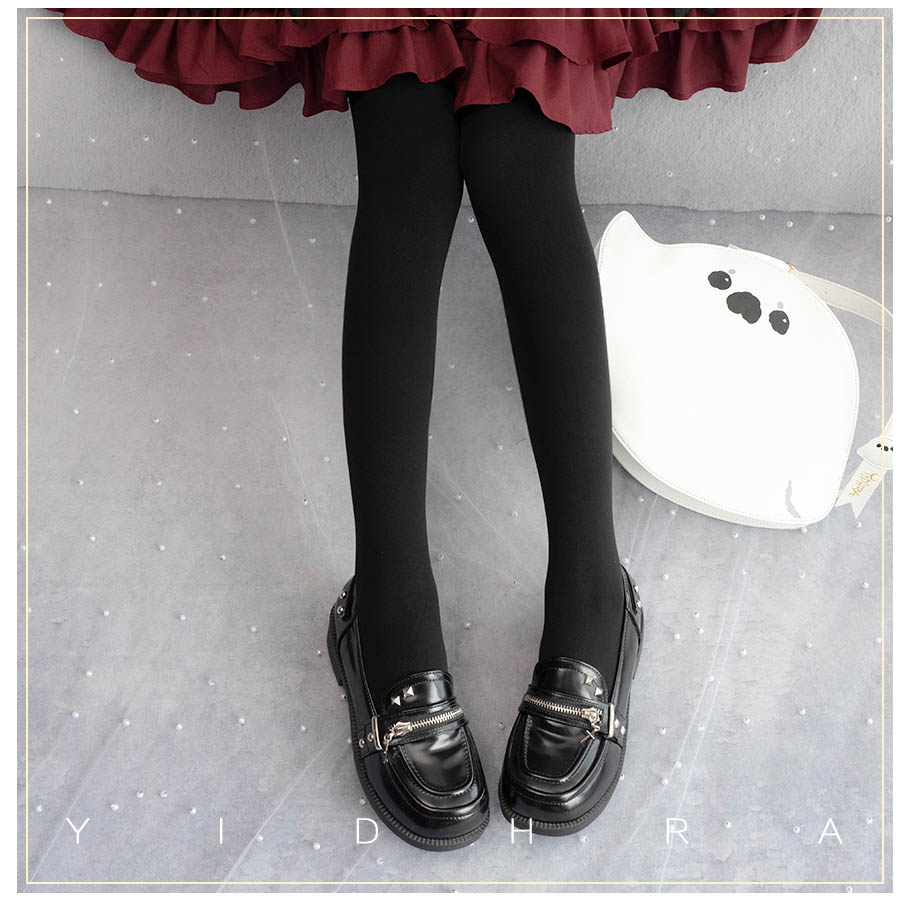 Yidhra - 120D Daily Lolita Velvet Spring Leggings, Solid Color