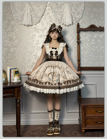 Alice Girl - Sea Salt Fairytale - Sweet Lolita JSK Doll-like Lolita Printed Dress