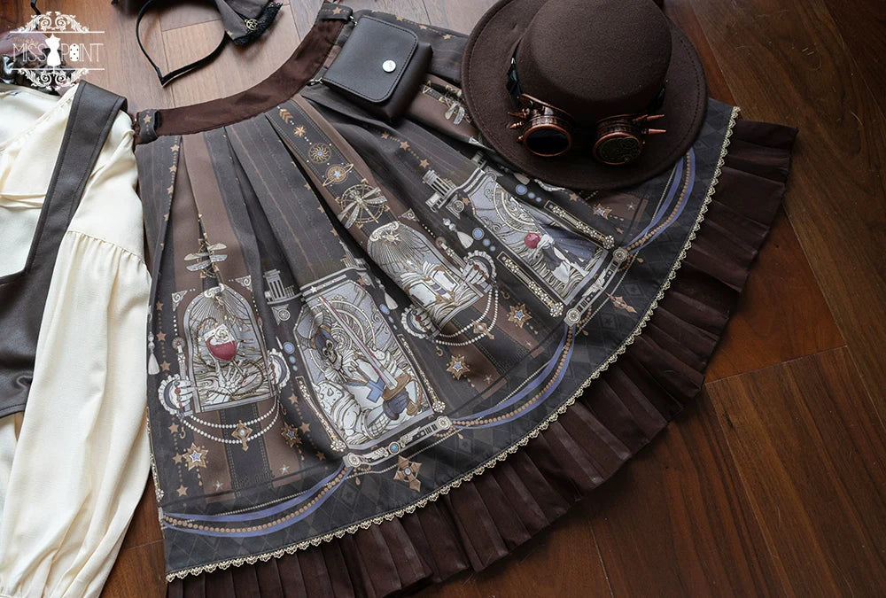 Miss Point - Demon Hunting Notes - Gothic Lolita Cross Print Short Skirt