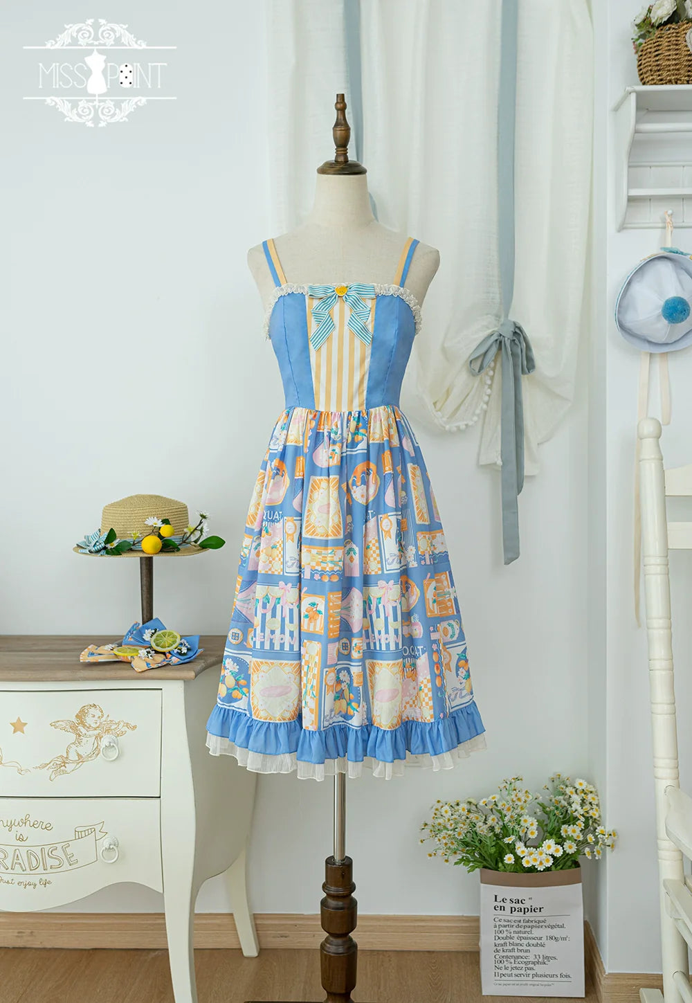 Miss Point - Daisy Lemon - Daily Lolita Lemon Print JSK Customized