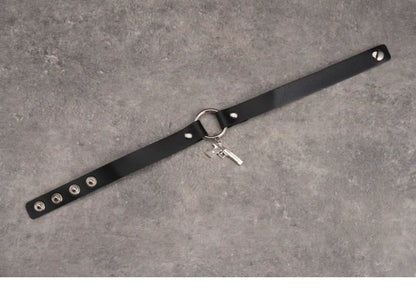 Strange Sugar - Gothic Lolita Choker Faux Leather Heart Pendant Necklace