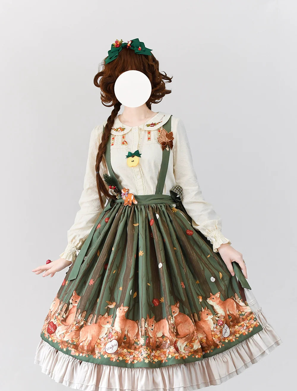 Miss Point - Chubby Fox in the Forest - Sweet Lolita Shirt Embroidered Collar Customized Blouse