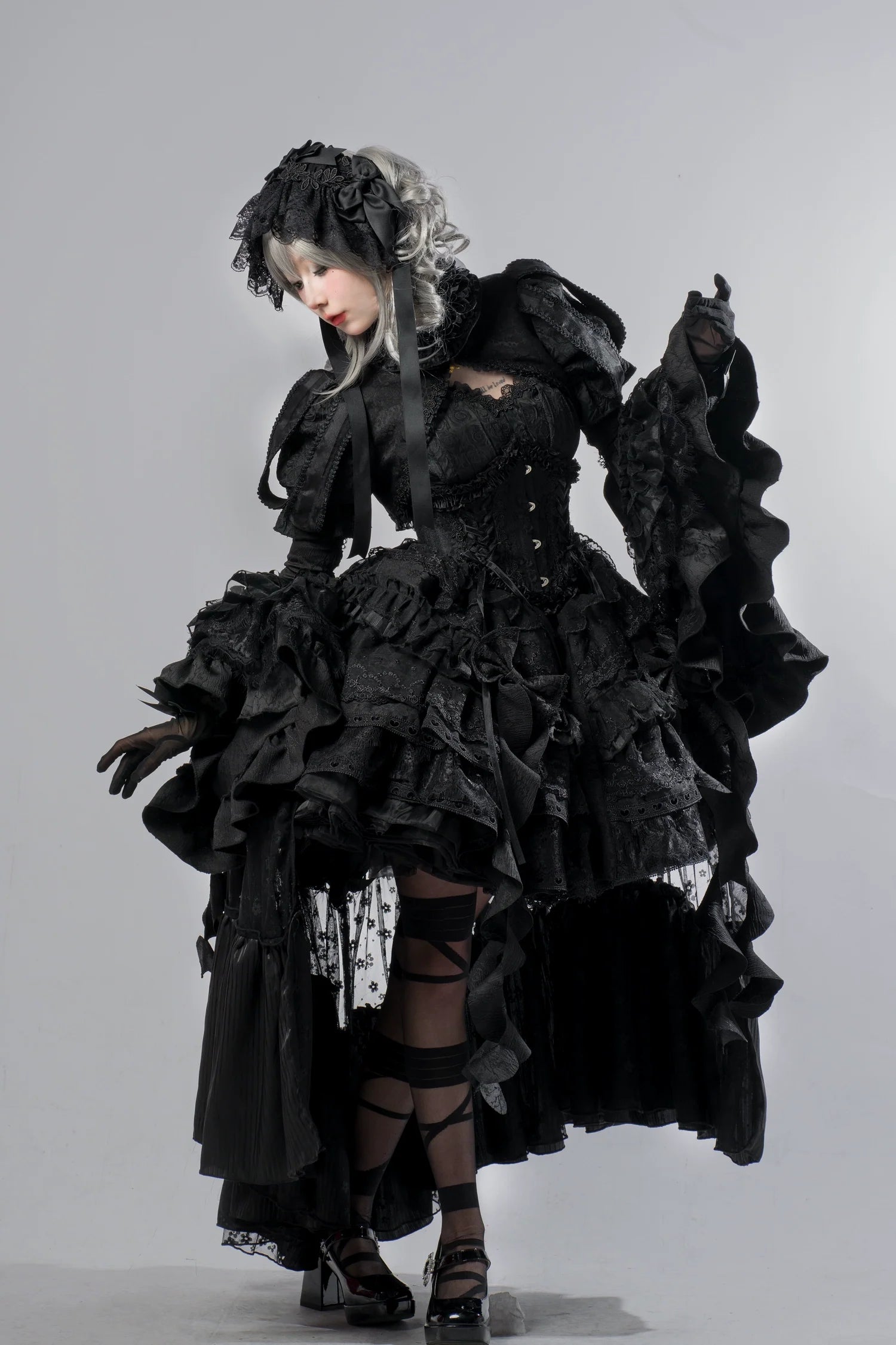 Smoothy - Caliburn - Gothic Lolita JSK Dress with Bolero with Detachable Sleeves