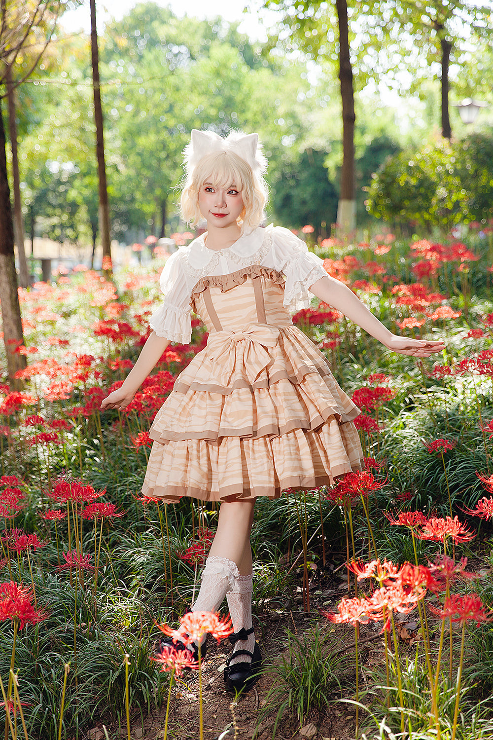 Infanta - Cloth Cat - Kawaii Lolita JSK Multi-Color Tiered Ruffles Dress