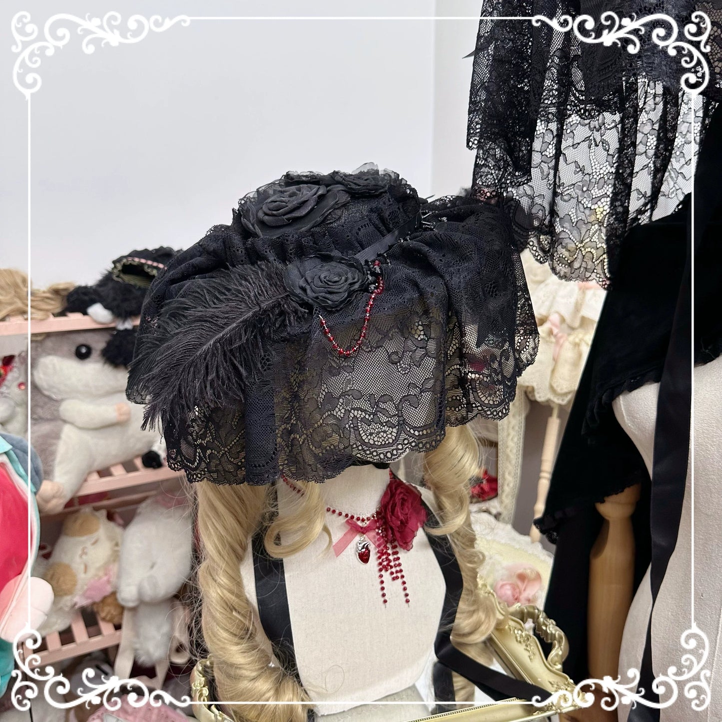 Chestnut Lolita - Gothic Lolita Hat Widow Hat Black Headdress