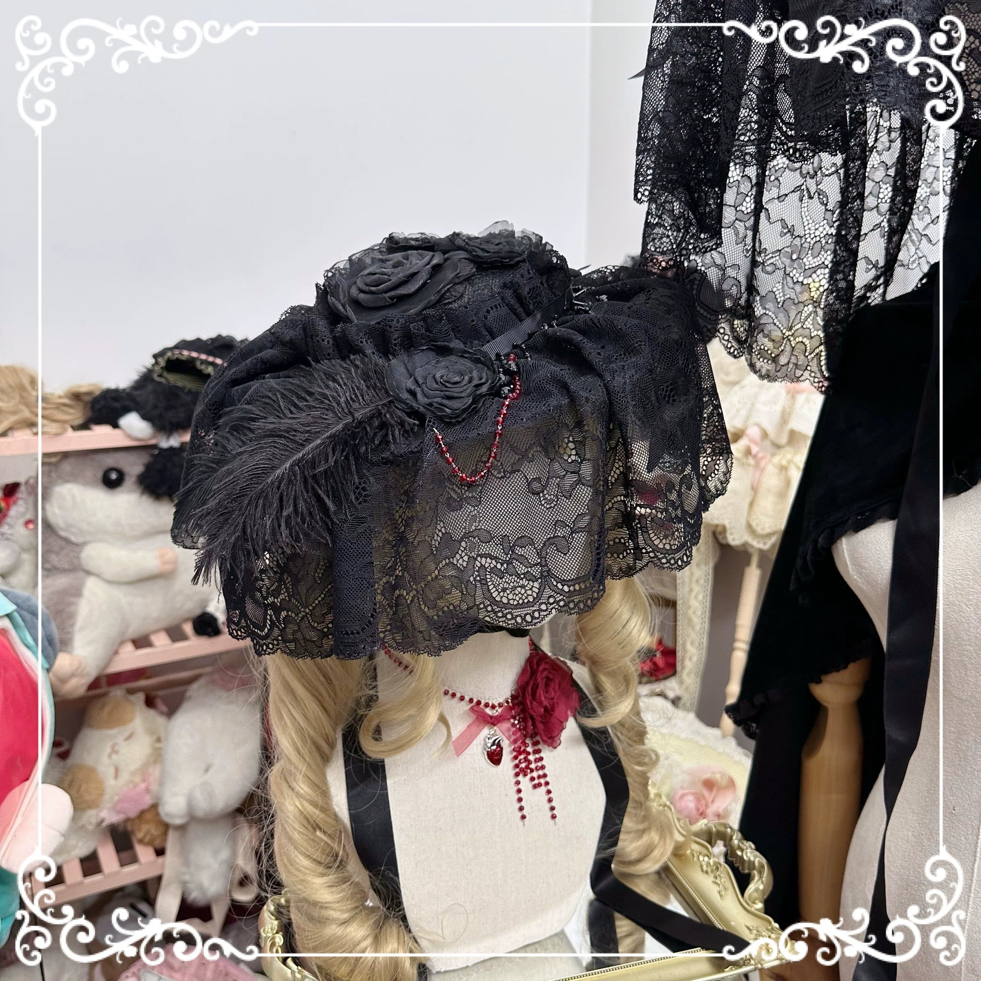 Chestnut Lolita - Gothic Lolita Hat Widow Hat Black Headdress