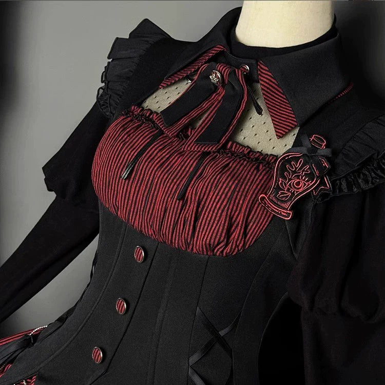 Alice Girl - Lolita Potion - Gothic Lolita Shirt Black Long Sleeves Lolita Blouse