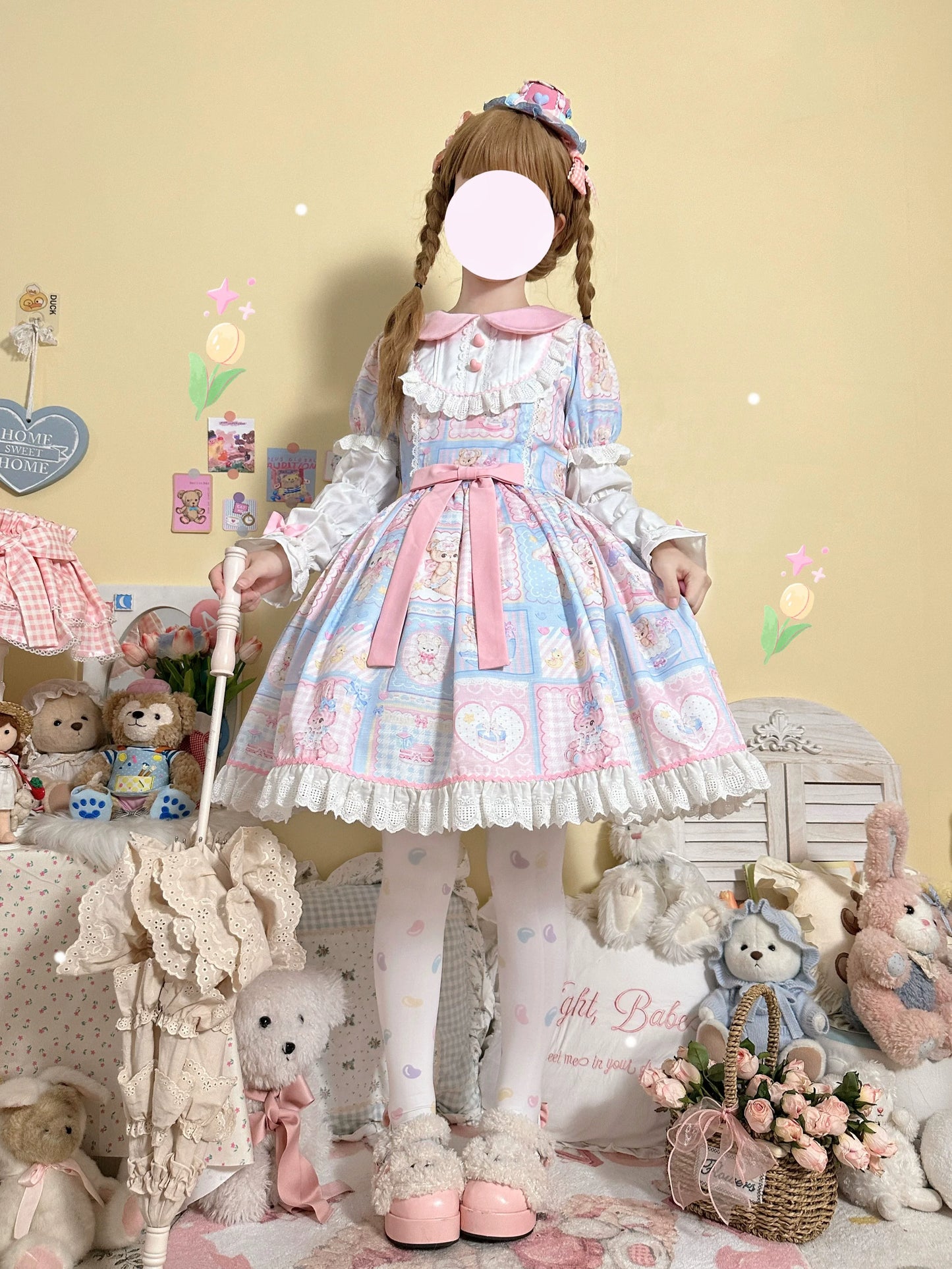 Hanguliang - Sweet Bunny Bear - Sweet Lolita Dress Long Sleeve Winter Lolita OP