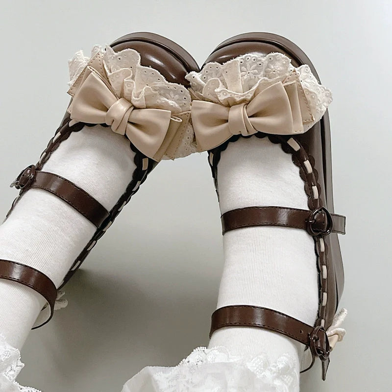 Jiujiu Lolita - Milky Puff - Sweet Lolita Heels Shoes, Round Toe With Petite Wedge