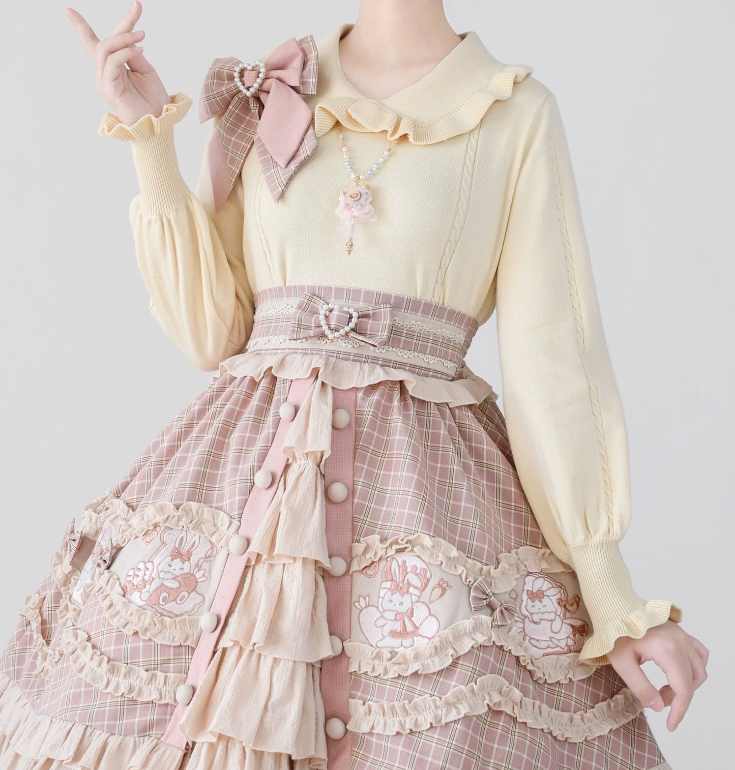 MIST - Japanese Style Lolita Sweater Puff Sleeves Knit Undershirt