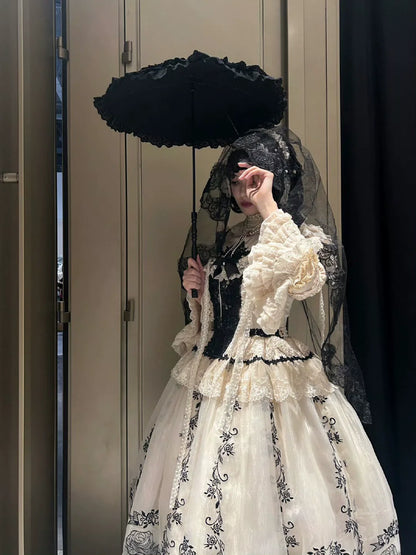 AuroraBorealis - Moonshadow - Gorgeous Wedding Lolita Dress Set Embroidered JSK SK and Bodice