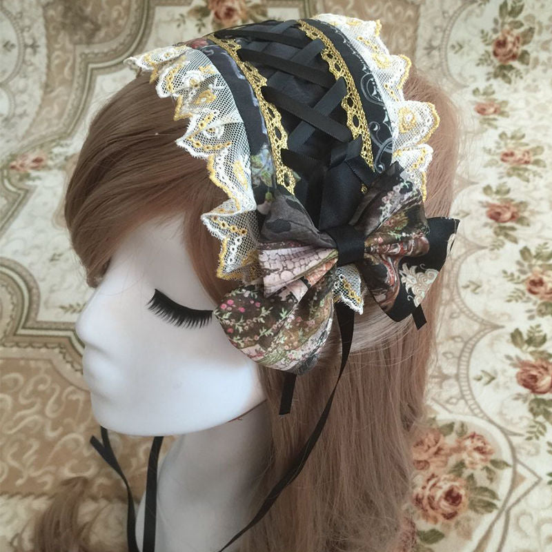 ZhiJinYuan - Sweet Lolita Lace Bow Hairband Multicolors