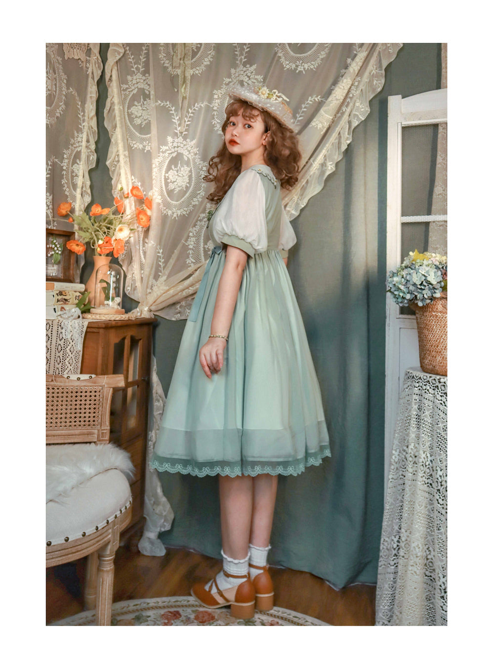 EESSILY - Afternoon Courtryard - Kawaii Lolita Summer Embroidery OP