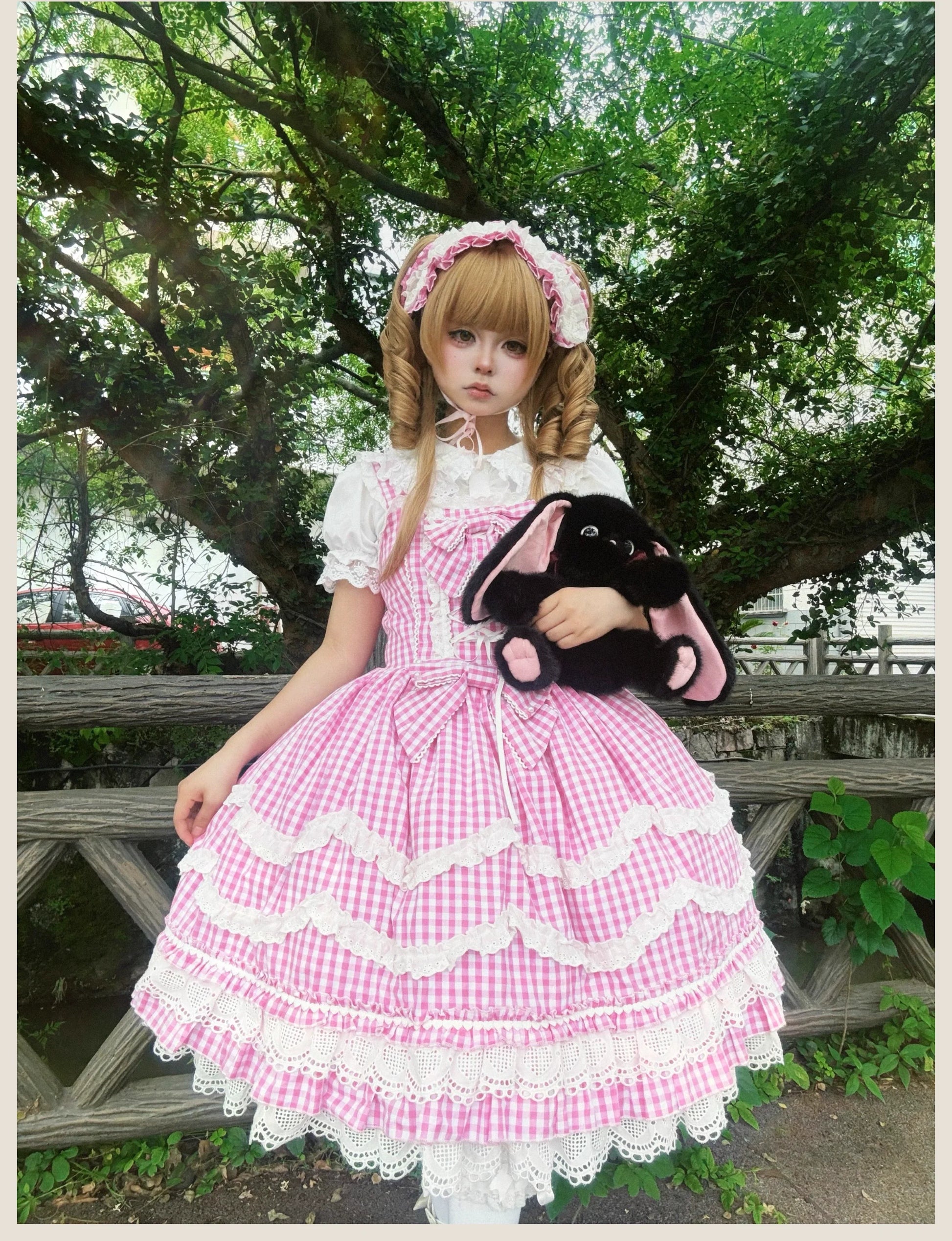 TaTaTa Lolita - Plaid Baileys - Old School Lolita Pink Plaid JSK