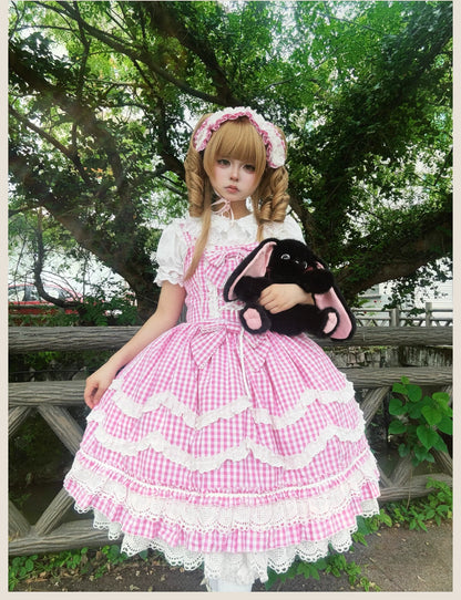TaTaTa Lolita - Plaid Baileys - Old School Lolita Pink Plaid JSK