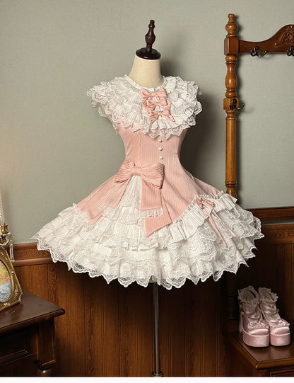 Alice Girl - Arrogant Miss - Sweet Lolita Jumper Dress with Tiered Lace Dress