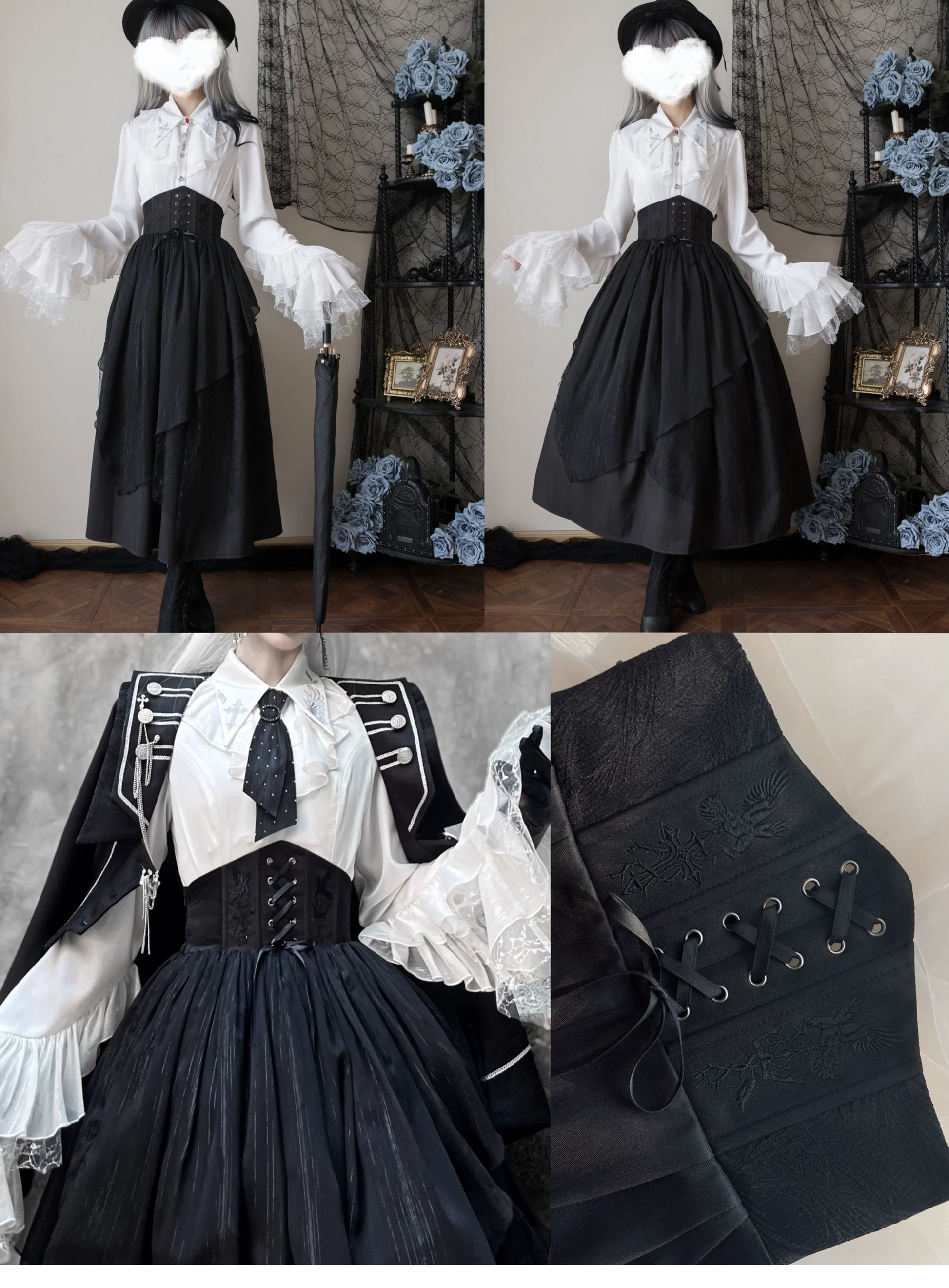 Silent Mars - Raven Crown - Gothic Lolita Suit Shirt Military Coat Skirt and Pants