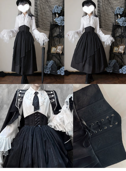 Silent Mars - Raven Crown - Gothic Lolita Suit Shirt Military Coat Skirt and Pants