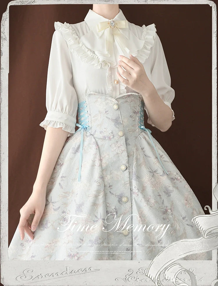 Time Memory - Earl Girl - Chiffon Classic Lolita Shirt, Mid-Length Mutton Sleeves