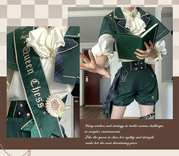 Forest Fluorescent Carps - Queen's Chess - Ouji Lolita Cape Shirt & Shorts Set