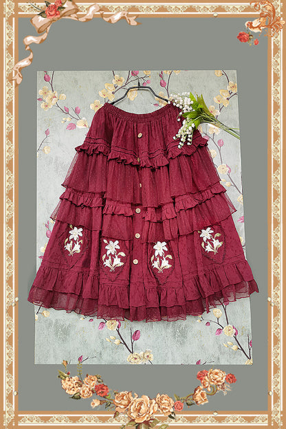 Infanta - Melaleuca Lily - Embroidery Country Lolita Blouse and Skirt
