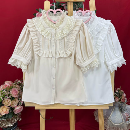 DMFS Lolita - Summer End - Lace Stand-Up Collar Classic Lolita Blouse