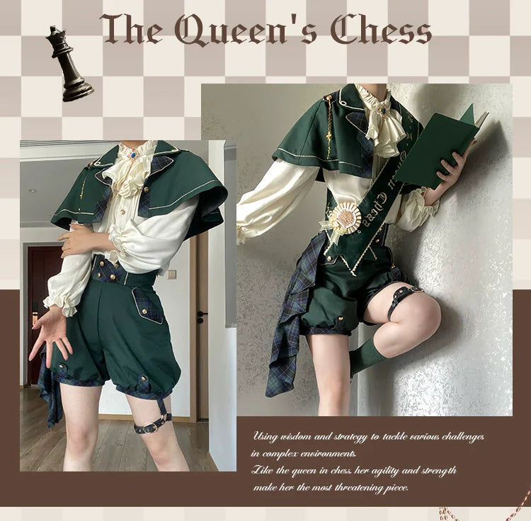 Forest Fluorescent Carps - Queen's Chess - Ouji Lolita Cape Shirt & Shorts Set