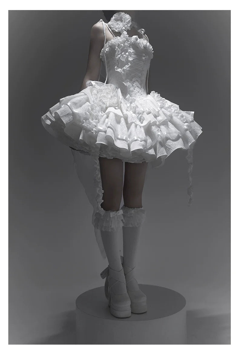 Silent Manor - White Gothic Lolita Fishbone JSK Dress