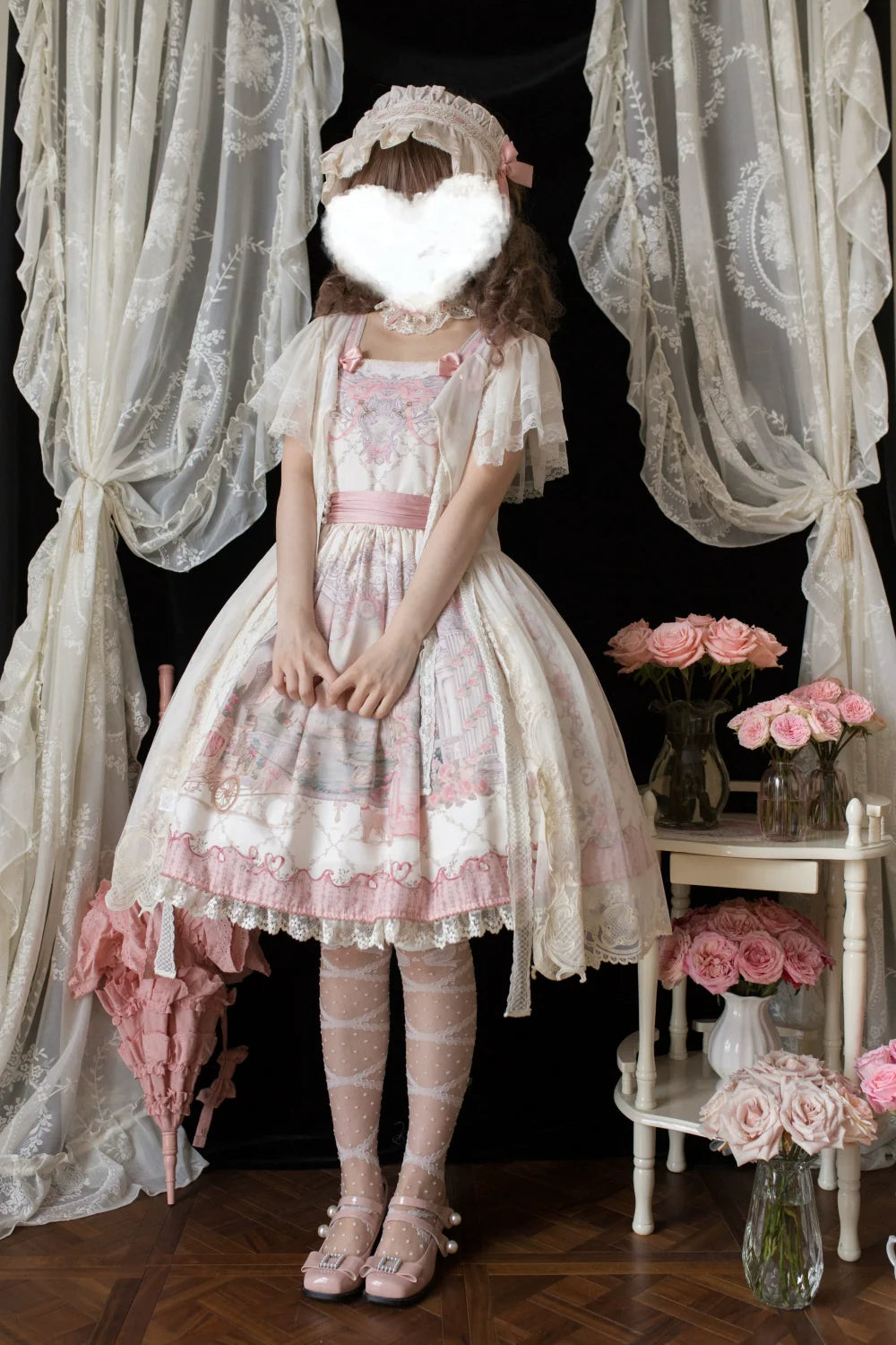 Moon River - Swan Lake Mirror - Pink Sweet Lolita Print JSK Dress