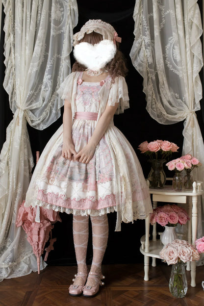 Moon River - Swan Lake Mirror - Pink Sweet Lolita Print JSK Dress