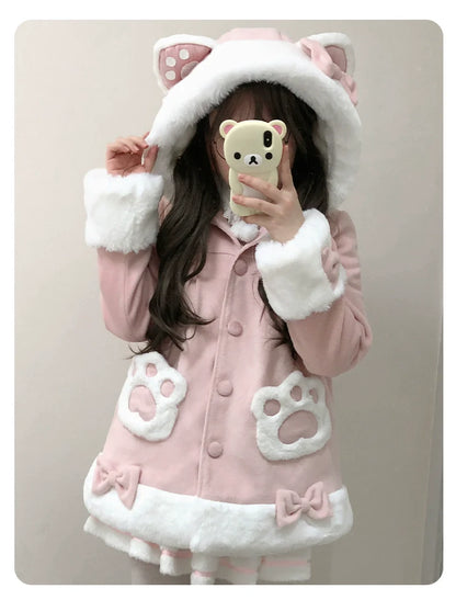 ZhiJinYuan - Calico Cat - Kawaii Lolita Plush Coat Lovely Warm Winter Coat
