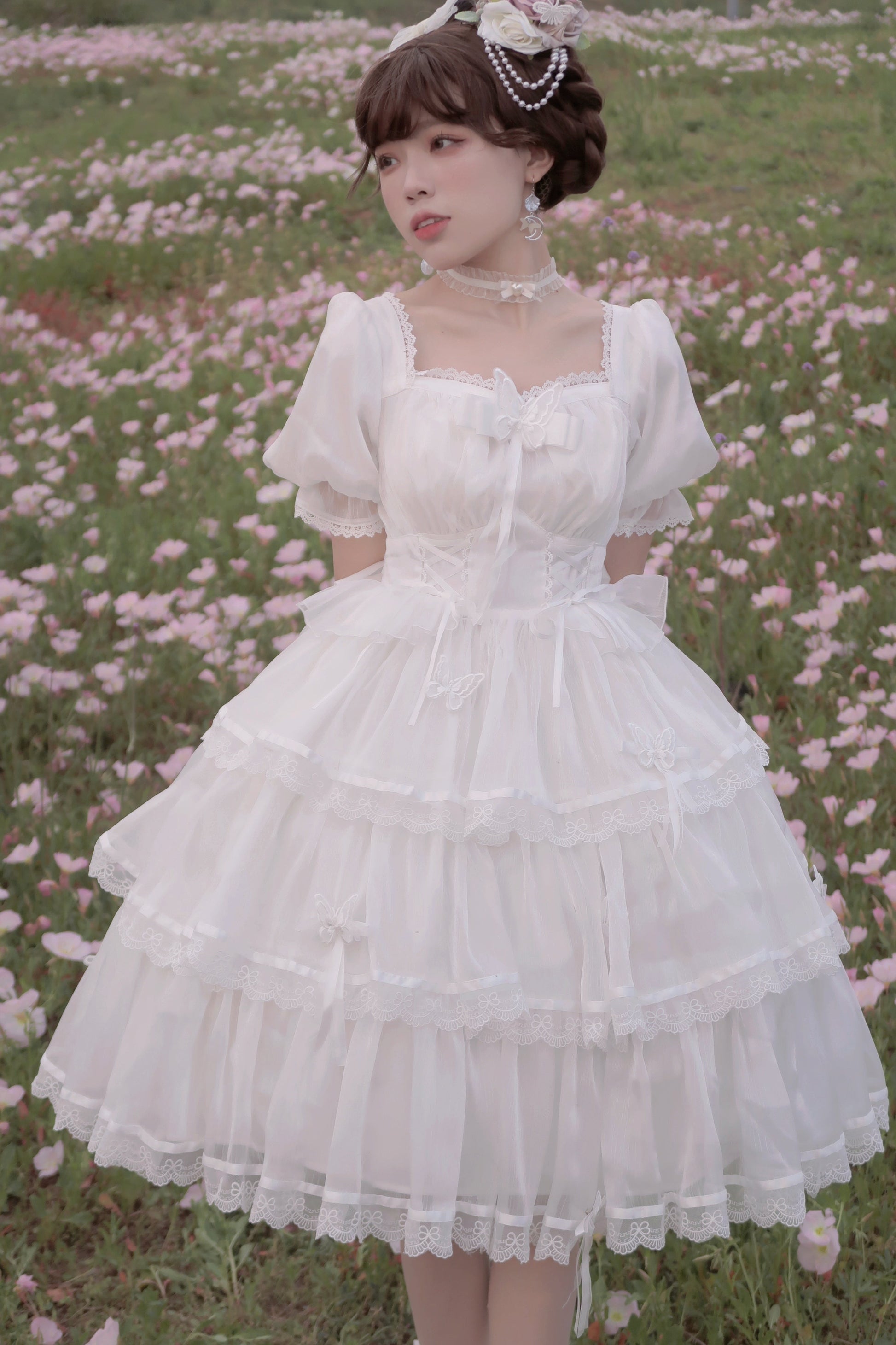 MEEKWIND - Miss Flora - Light Bridal Lolita Dress Gauze OP and JSK