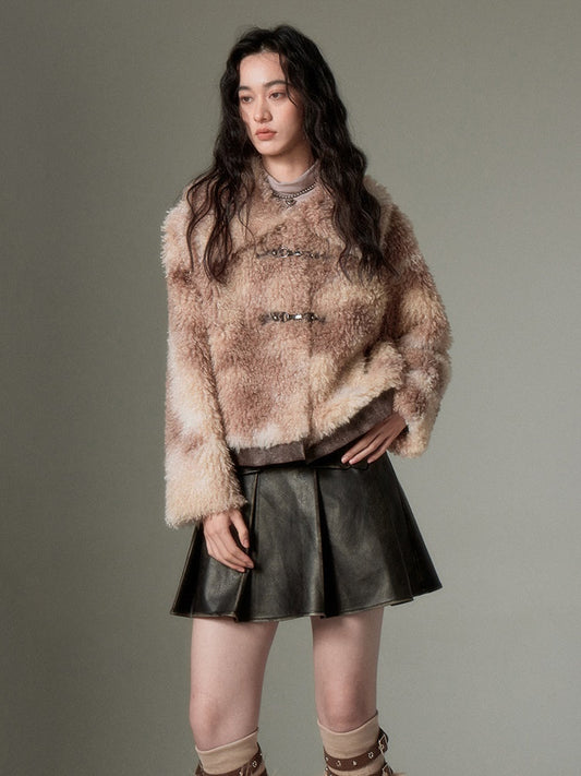 Marble Color Short Fur Jacket【s0000004245】