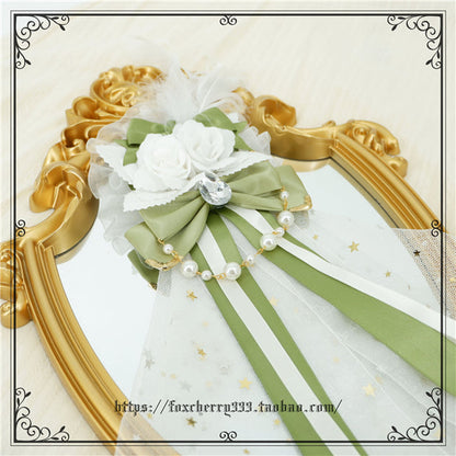 Fox Cherry - Elegant Grass Green Lolita Bow Headdress