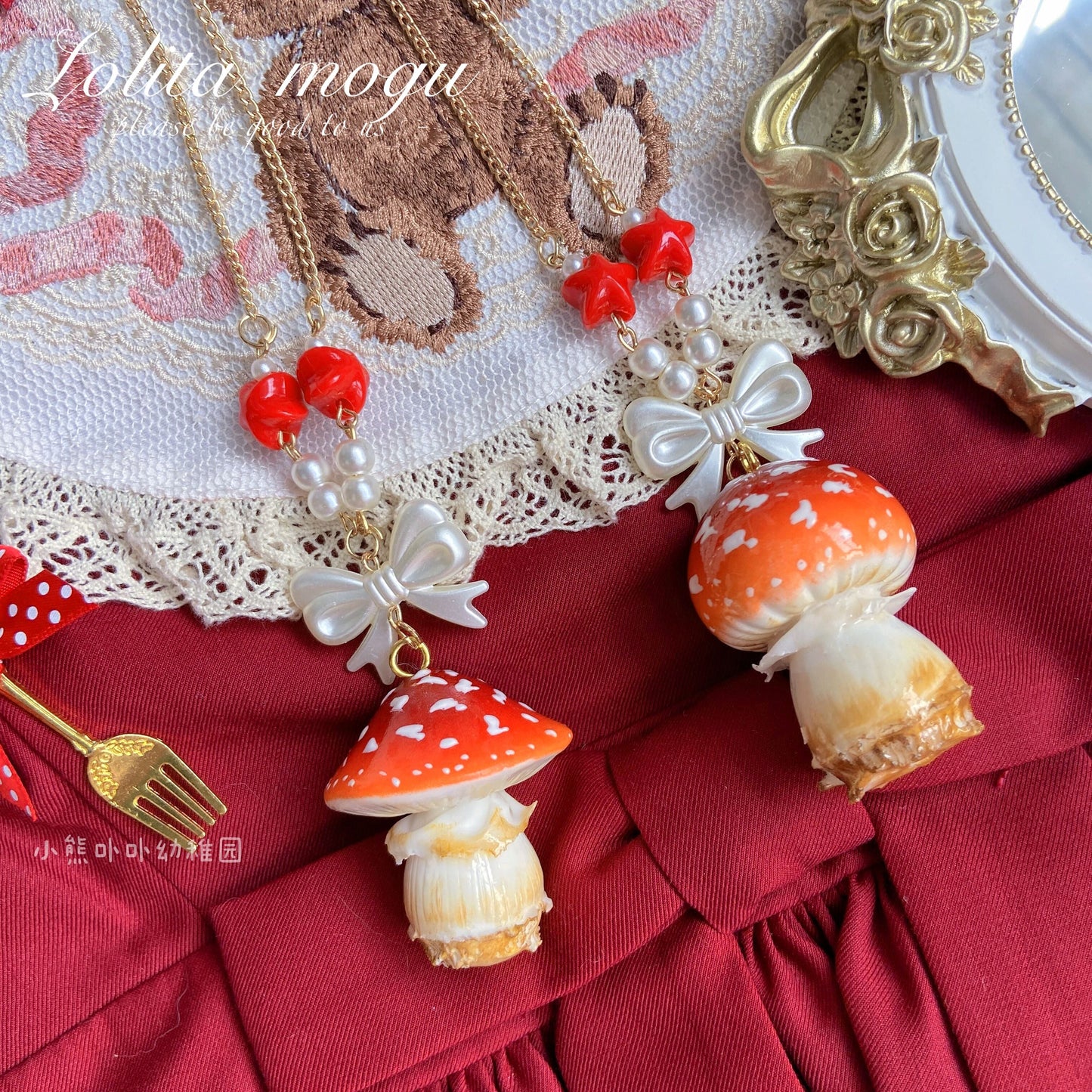 Bear Doll - Handcraft Kawaii Lolita Mushroom Necklace