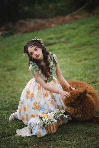 Akiyama Future Studio - Sunflower Print Lolita JSK Dress in Breathable Light Fabric