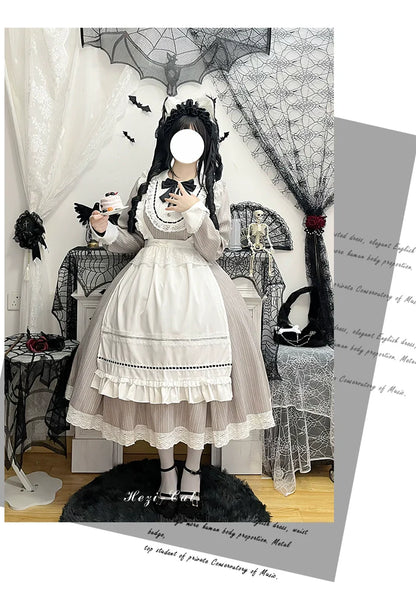 Hezi's Cat Haven - Black Cat Butler - Maid Lolita OP Dress Elegant Black and White Dress