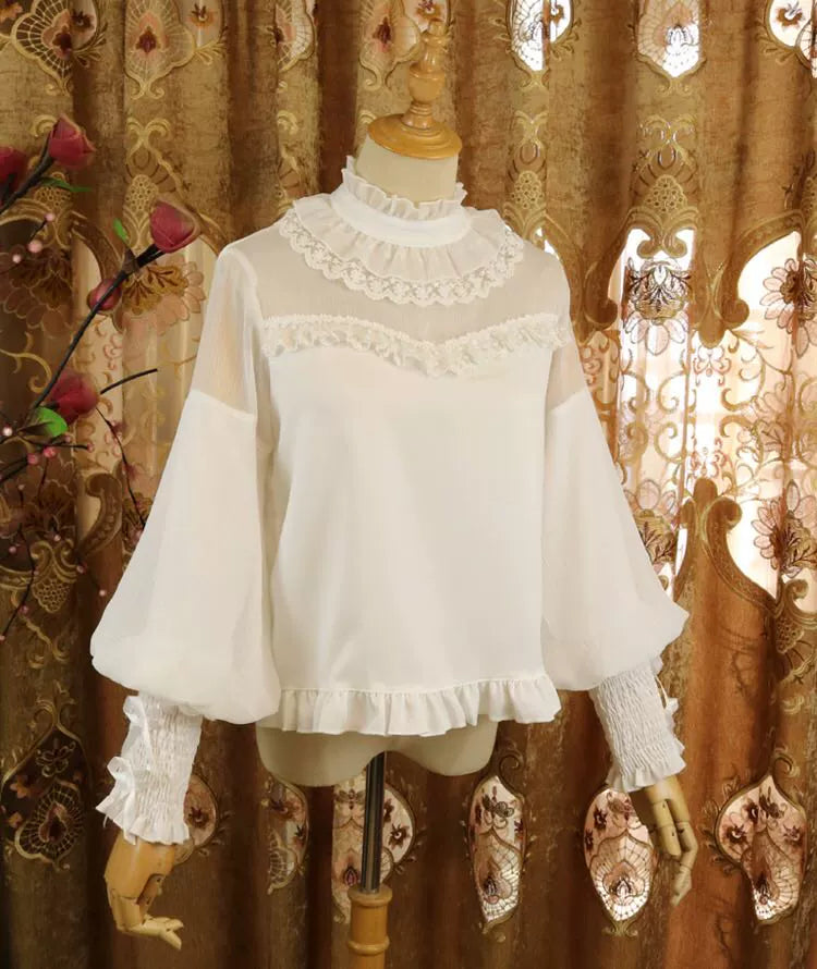 DMFS Lolita - Sweet Lolita Shirt Mutton Sleeves Chiffon Lolita Innerwear