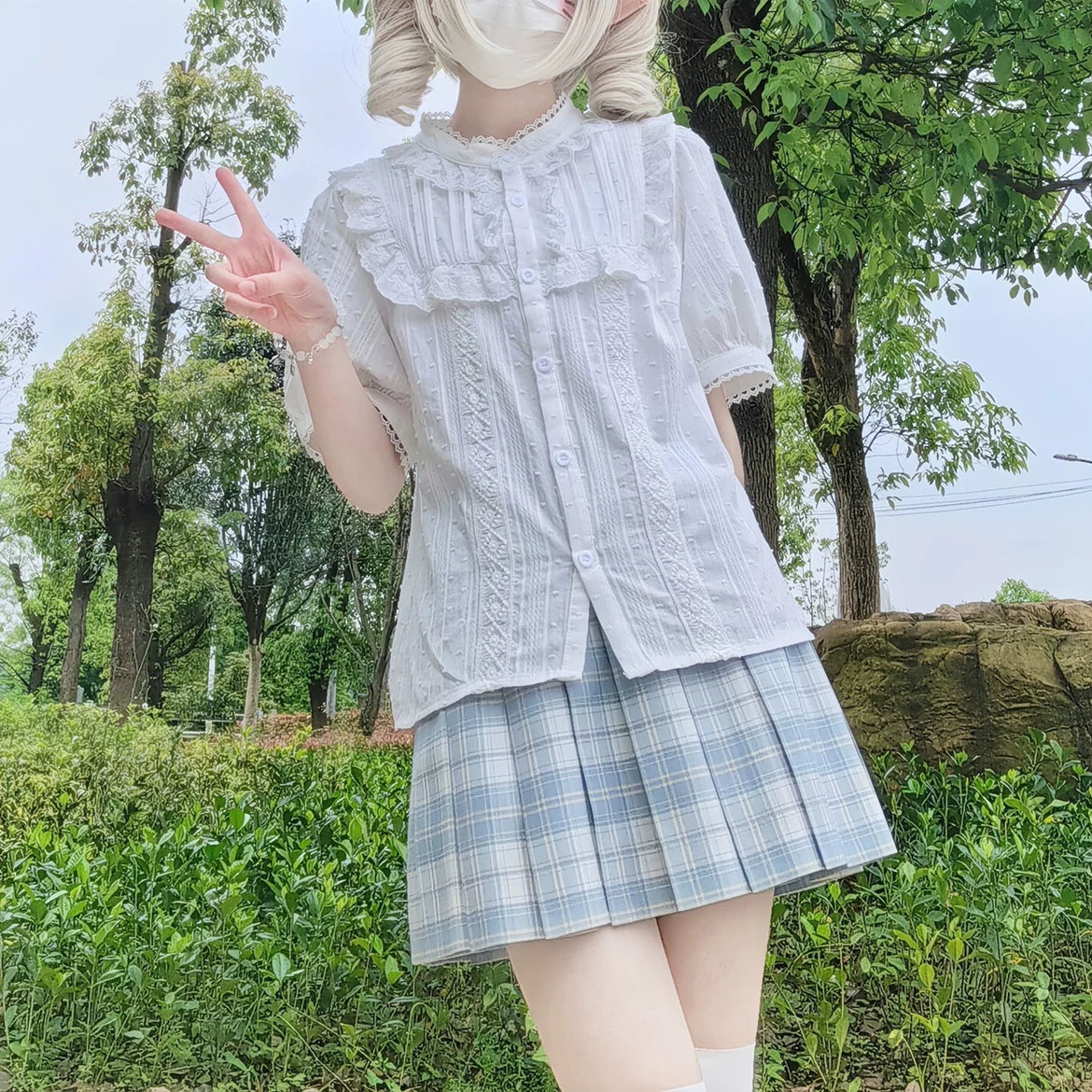 DMFS Lolita - Sweet Lolita Blouse Cotton Summer Short Sleeve Shirt