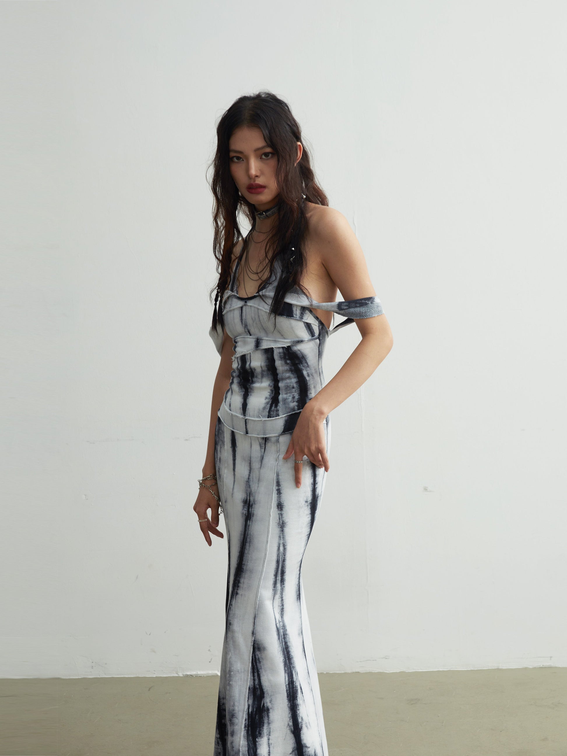 Tie-dye Slim Strap Maxi Dress