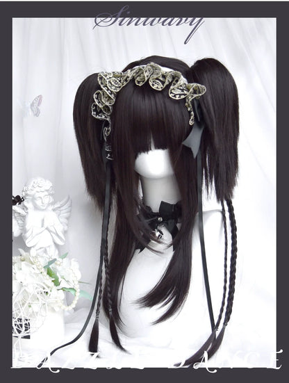 Sinwavy - Gothic Lolita Wig Black Natural Hair With Ponytails & Braids
