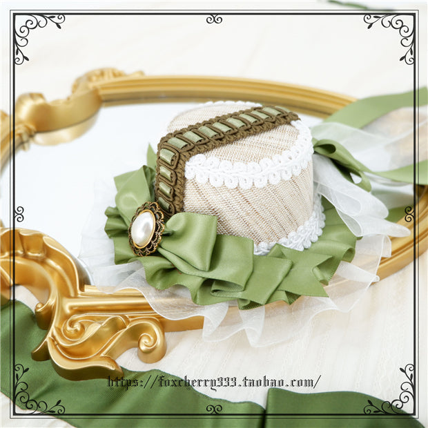 Fox Cherry - Elegant Grass Green Lolita Bow Headdress