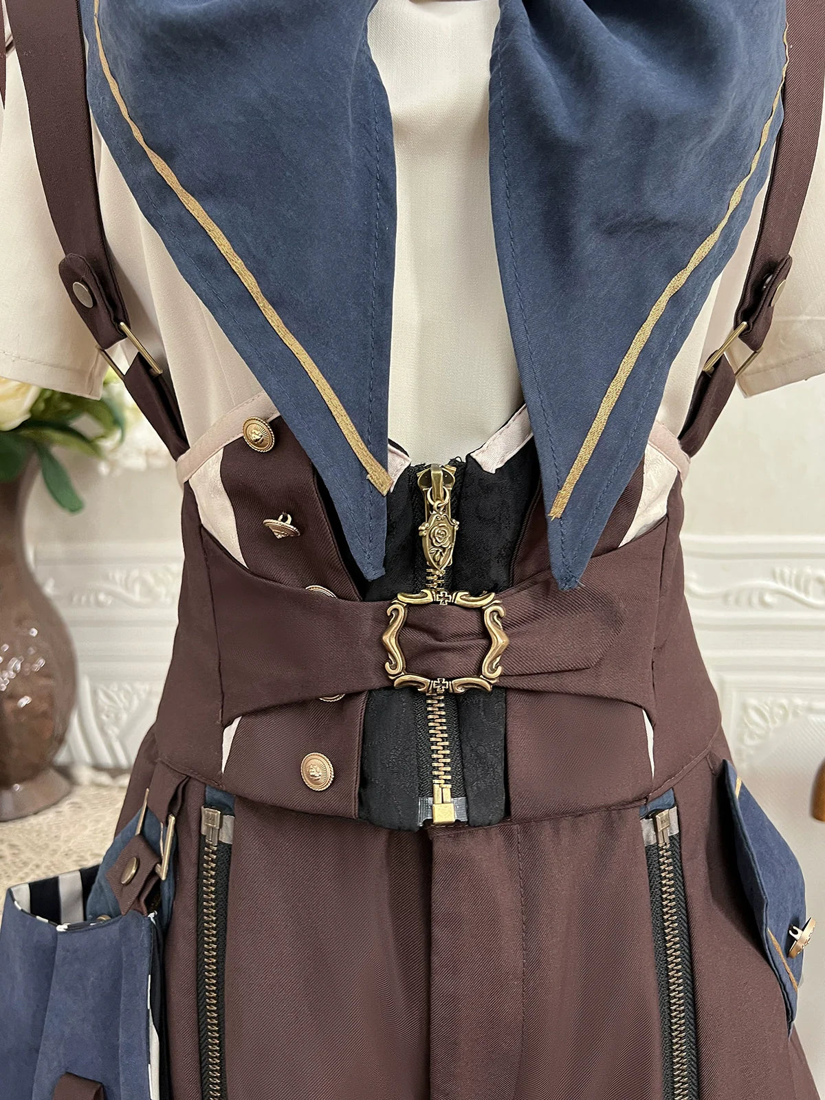 Designer's Gift - Voyager's Daily - Ouji Lolita Suspender Shorts Set with Shirt & Trailing