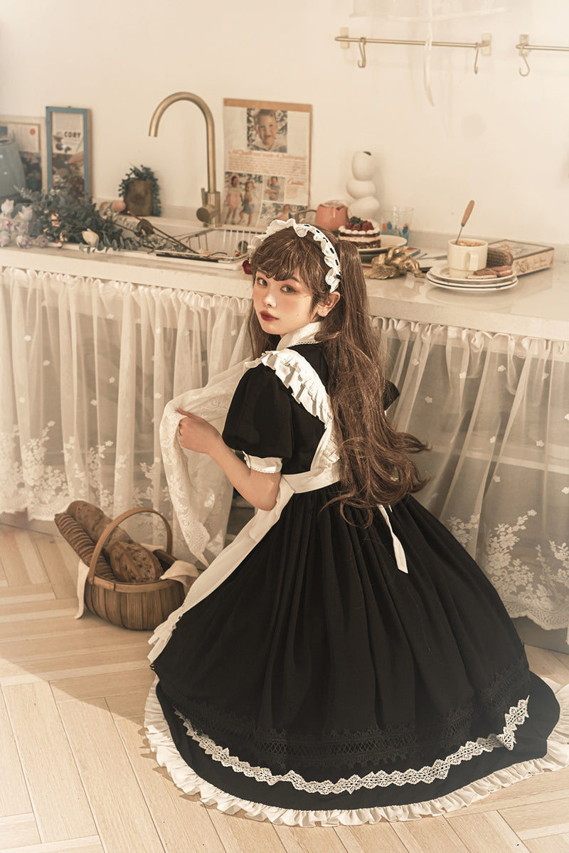 Your Princess - Maid Lolita Puff Sleeve Black Dress