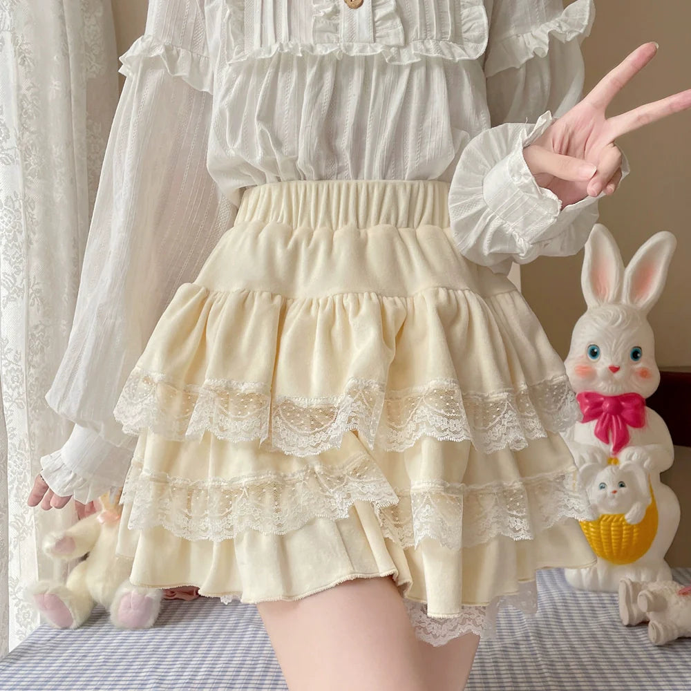 Sugar Girl - Kawaii Lolita Skirt Lace Cake Short SK