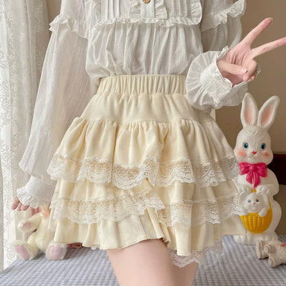 Sugar Girl - Kawaii Lolita Skirt Lace Cake Short SK