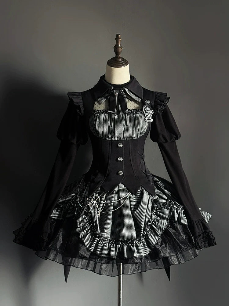Alice Girl - Lolita Potion - Gothic Lolita Shirt Black Long Sleeves Lolita Blouse